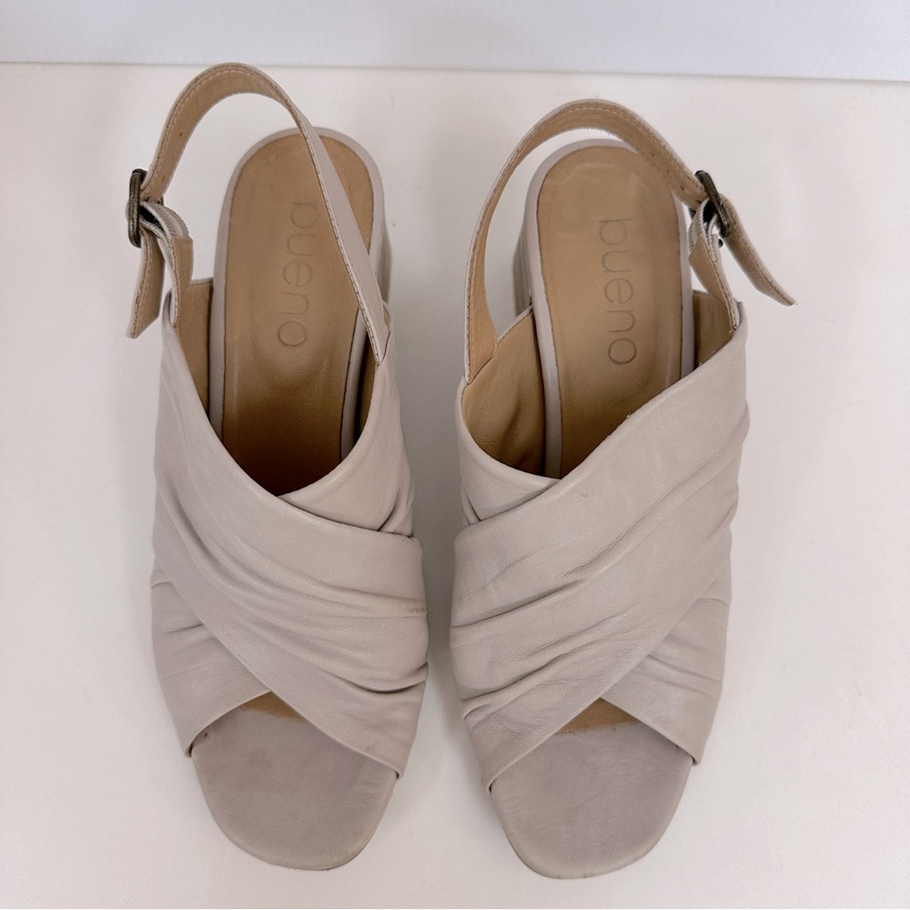 BUENO Womens Eden Taupe Gray Open Toe Slingback Soft Leather Sandal EUR …